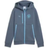 Puma - Moletom com zíper completo para crianças Viagem Manchester City FC 26/27 Tech Hoodie – Evening Sky / Luminous Blue